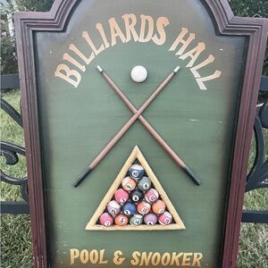 Vintage Billards Hall Pool & Snooker 3D Wood Wall Art- Arister Gifts INC